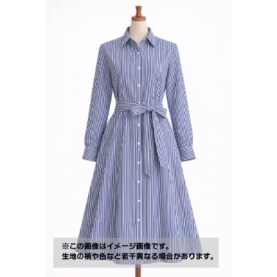 画像1: 生地：綿100％ 2.5mm先染めストライプ（白／ネイビーブルー）