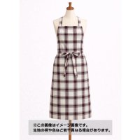 生地：ポリエステルチェック／平織（生成り×エンジ×ブラウン）