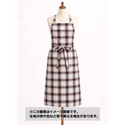 画像1: 生地：ポリエステルチェック／平織（生成り×エンジ×ブラウン）