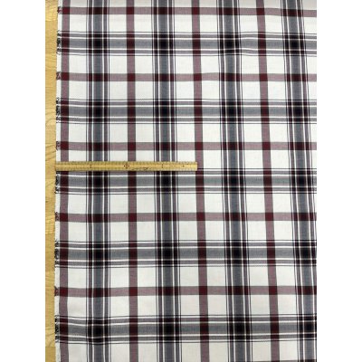 画像2: 生地：ポリエステルチェック／平織（生成り×エンジ×ブラウン）