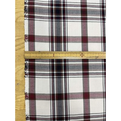 画像3: 生地：ポリエステルチェック／平織（生成り×エンジ×ブラウン）