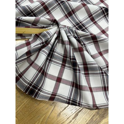 画像5: 生地：ポリエステルチェック／平織（生成り×エンジ×ブラウン）