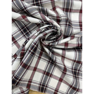 画像6: 生地：ポリエステルチェック／平織（生成り×エンジ×ブラウン）