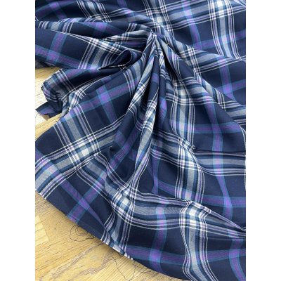 画像5: 生地：ポリエステルチェック／平織（紺×生成り×パープル）