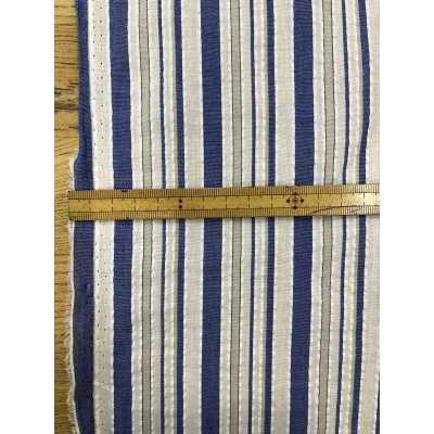 画像3: 生地：綿ポリエステル リップル風凹凸ストライプ（ホワイト×ブルー×ベージュ）