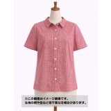 生地：綿100％ 極小ギンガムチェック（ホワイト×レッド）