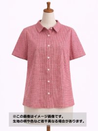 生地：綿100％ 極小ギンガムチェック（ホワイト×レッド）