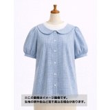 生地：綿100％ 極小ギンガムチェック（ホワイト×ブルー）