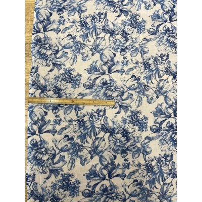 画像2: 生地：綿100％ 薄手ローン花柄（ホワイト×ブルー）