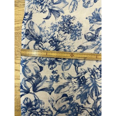 画像3: 生地：綿100％ 薄手ローン花柄（ホワイト×ブルー）