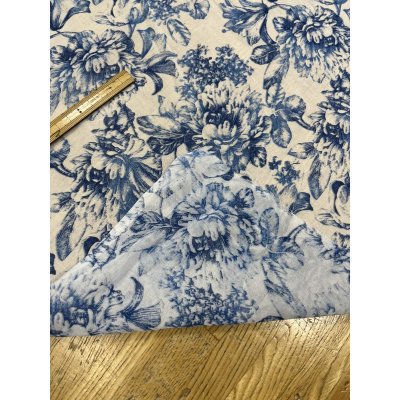 画像4: 生地：綿100％ 薄手ローン花柄（ホワイト×ブルー）