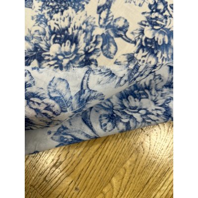 画像5: 生地：綿100％ 薄手ローン花柄（ホワイト×ブルー）