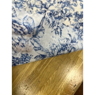 画像6: 生地：綿100％ 薄手ローン花柄（ホワイト×ブルー）