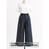 生地：ポリエステルデシン ストライプ（ネイビー×ベージュ）