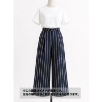 生地：ポリエステルデシン ストライプ（ネイビー×ベージュ）