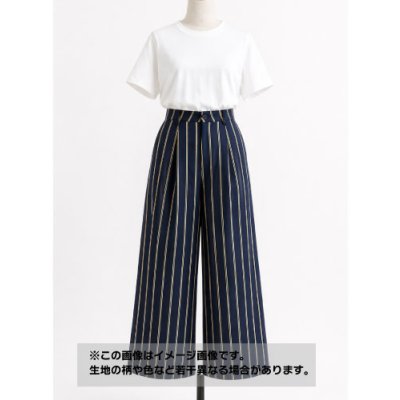 画像1: 生地：ポリエステルデシン ストライプ（ネイビー×ベージュ）