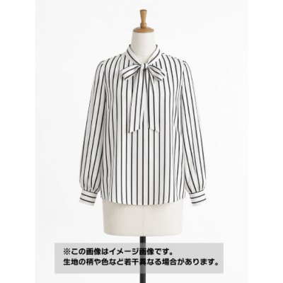 画像1: 生地：ポリエステルデシン ストライプ（オフ白×黒）