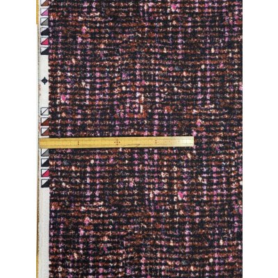 画像2: 生地：ポリエステル100％ツイード風プリントジョーゼット（レッドブラウン系）