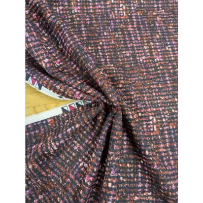 画像5: 生地：ポリエステル100％ツイード風プリントジョーゼット（レッドブラウン系）