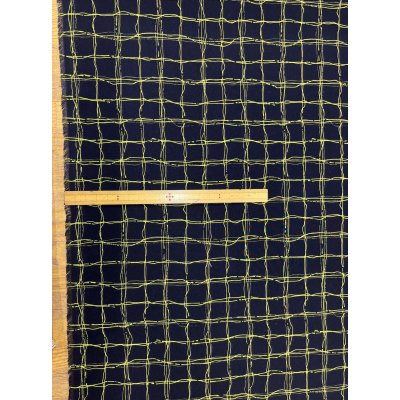 画像2: 生地：ポリエステル100％手描き風格子プリント デシン（ネイビー×蛍光グリーン）