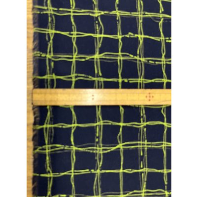 画像3: 生地：ポリエステル100％手描き風格子プリント デシン（ネイビー×蛍光グリーン）