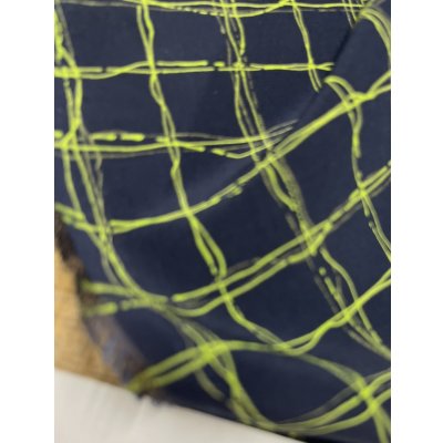 画像8: 生地：ポリエステル100％手描き風格子プリント デシン（ネイビー×蛍光グリーン）