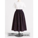 生地：ポリエステル100％手描き風格子プリント デシン（ネイビー×オレンジ）