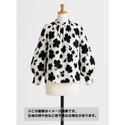 画像1: 生地：綿100％ 綿80ローンミラクルウェーブプリント（オフ白×ブラック）