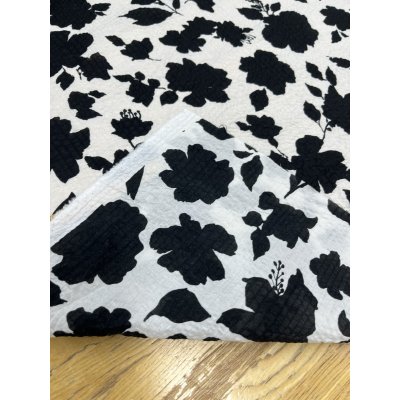 画像4: 生地：綿100％ 綿80ローンミラクルウェーブプリント（オフ白×ブラック）