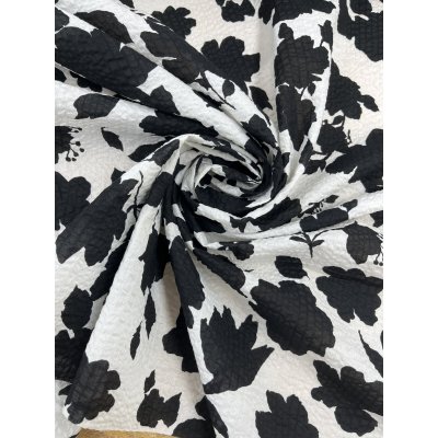 画像7: 生地：綿100％ 綿80ローンミラクルウェーブプリント（オフ白×ブラック）