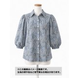 生地：綿100％ 塩縮ペイズリープリント（サックス系）