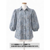 生地：綿100％ 塩縮ペイズリープリント（サックス系）