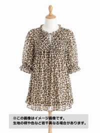 生地：ポリエステル シフォンレオパードプリント（オフ白×ブラウン）