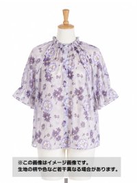 生地：ポリエステル シフォンプリント（ラベンダー系フラワー）