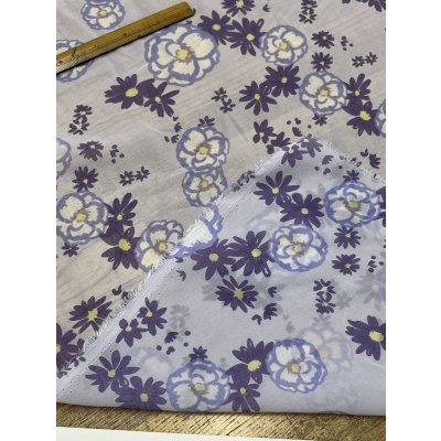 画像4: 生地：ポリエステル シフォンプリント（ラベンダー系フラワー）