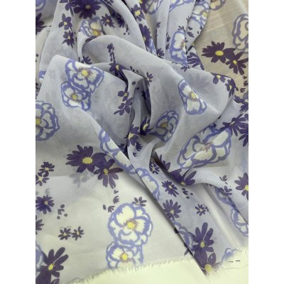 画像5: 生地：ポリエステル シフォンプリント（ラベンダー系フラワー）