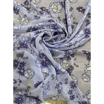 画像6: 生地：ポリエステル シフォンプリント（ラベンダー系フラワー）