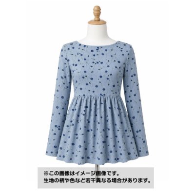 画像1: 生地：ポリエステル100％花柄プリント２WAYニット（水色）