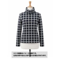 生地：綿100％ ツイード風ジャガードニット（紺×白）