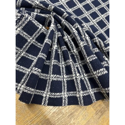 画像6: 生地：綿100％ ツイード風ジャガードニット（紺×白）