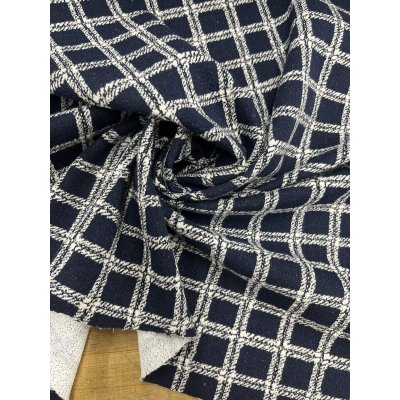 画像7: 生地：綿100％ ツイード風ジャガードニット（紺×白）