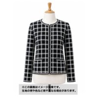 生地：綿100％ ツイード風ジャガードニット（黒×白）