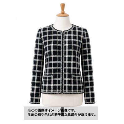 画像1: 生地：綿100％ ツイード風ジャガードニット（黒×白）