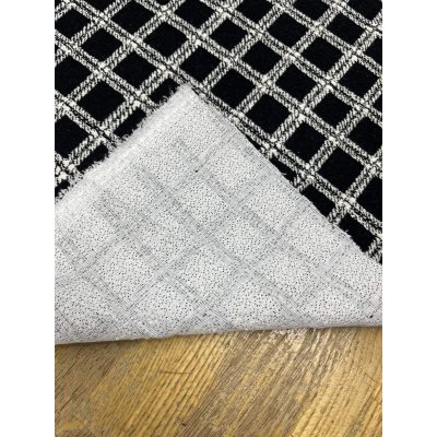 画像4: 生地：綿100％ ツイード風ジャガードニット（黒×白）