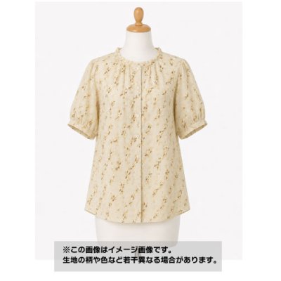 画像1: 生地：綿100％葉っぱ柄プリント（イエローベージュ／茶）
