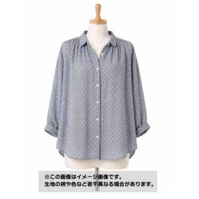 画像1: 生地：綿100％ 水玉柄ダブルガーゼ（ダンガリー／白）