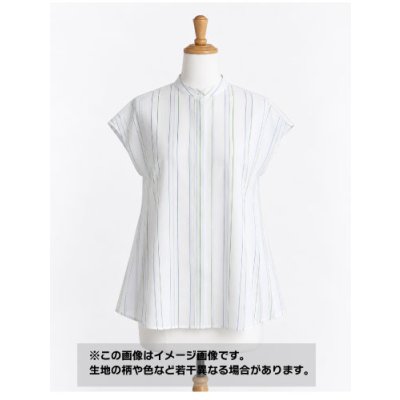 画像1: 生地：綿風ポリエステル100％ストライプ柄（うすグリーン）