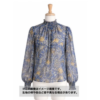 画像1: 生地：ポリエステル100％ペースリー柄シフォン（ブルー）