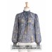 画像1: 生地：ポリエステル100％ペースリー柄シフォン（ブルー） (1)