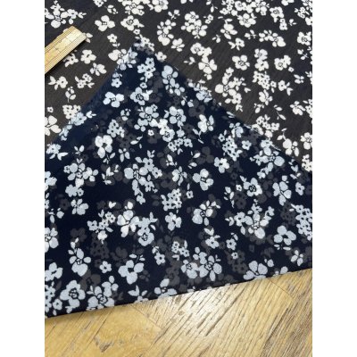 画像4: 生地：ポリエステル100％75dシフォンジョーゼット 花柄プリント（紺）